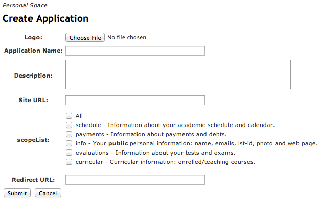 Figure 1 - Application Registration Form